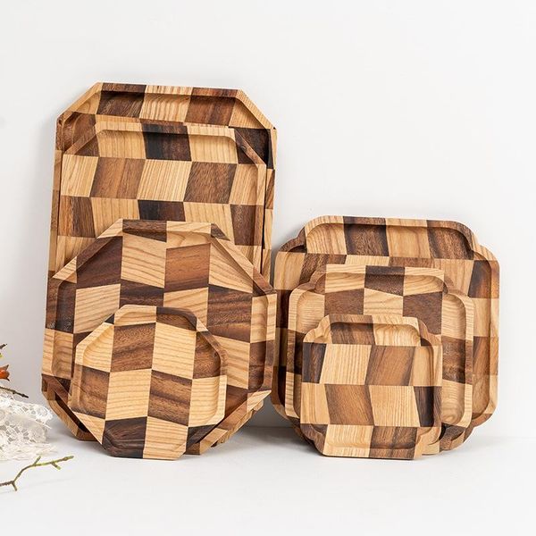 

dishes & plates lattice wooden plate walnut dish el tray fruit household tableware dining european tea