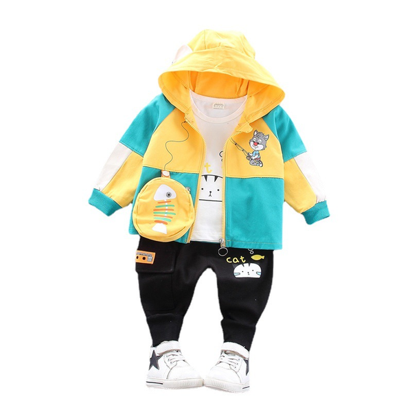 

clothing sets spring autumn boys baby girl casual clothes children hooded jacket t-shirt pants kids cartoon costume toddler fashion tracksui, White