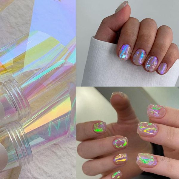 

stickers & decals tetty aurora nails glass foil film sticker korean nail trend design manicure decoration tool, Black