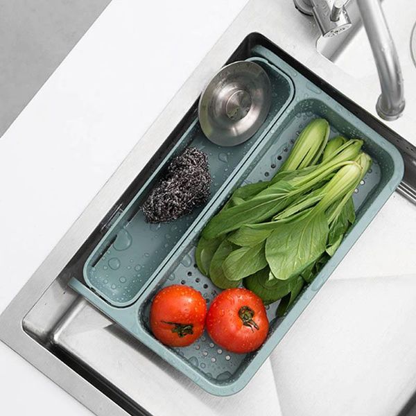 

bathroom shelves portable folding kitchen organizer dish vegetables drain rack tray drainer drying sink basket sponge holder home storage