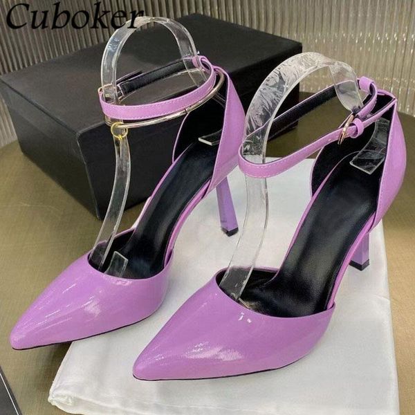 

sandals patent leather women high heel summer female pointed toe slingback pumps brand designer pendants shoes, Black