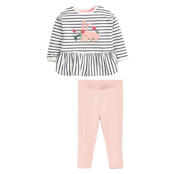 

clothing sets baby girls fall clothes autumn children set cotton two pieces suit toddler girl striped shirt + solid pink pants 2-7y, White