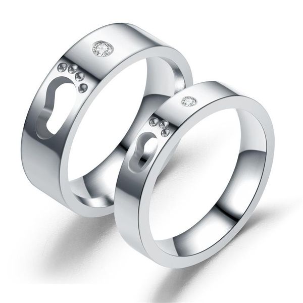 

wedding rings fashion hollow footprint couple for lovers silver color statement jewelry simple rhinestones, Slivery;golden