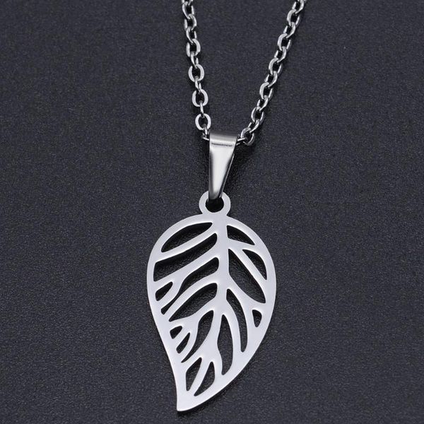 

pendant necklaces leaf stainless steel charm necklace for women accept oem order wholesale fashion jewelry dainty, Silver