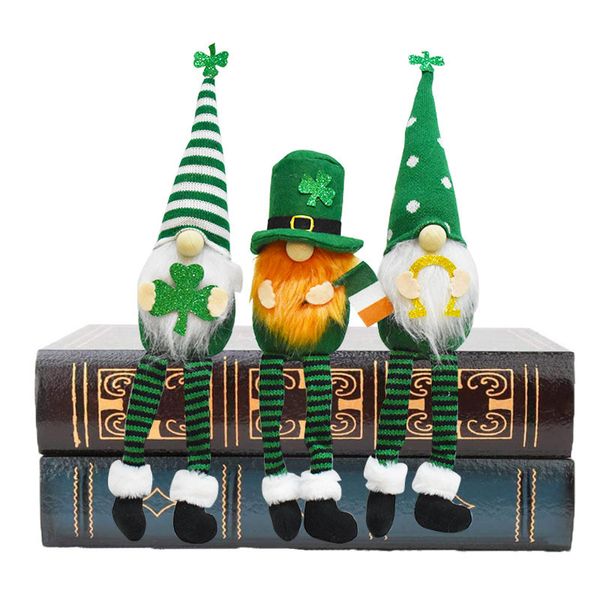 Dekoration Gesichtslose ältere ältere grüne Klee Puppe Ornamente St. Patrick's Day Puppe Irische Tage Party Decor Saint Patrick