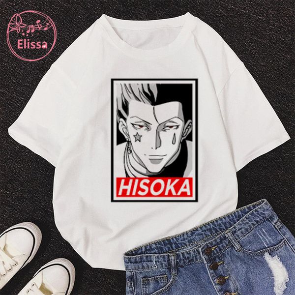 

anime hunter x hunter hisoka morow hxh women t shirt cartoon tshirt harajuku 90s female short sleeve t-shirt summer clothes c0220, White