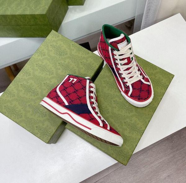 

2021 designer tennis 1977 sneakers women girl running shoes high canvas luxury beige blue wash jacquard denim ace rubber soles embroidered