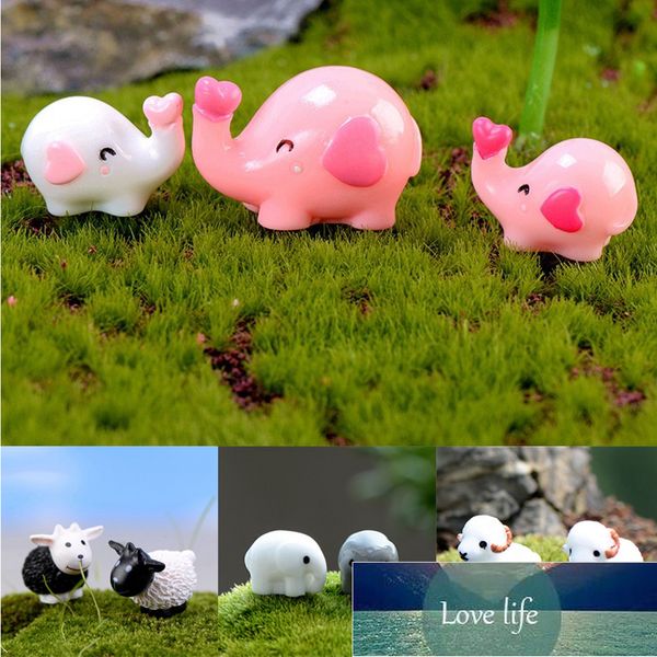 2Pcs Mini Love Heart Elefante Pecora Miniature Figurine Moss Micro Paesaggio Fata Giardino Decorazione Ornamenti