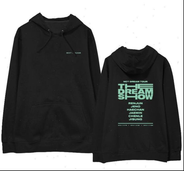 

new arrival nct dream concert the dream show all member names printing hoodies kpop fleece thin pullover sweatshirt, Black