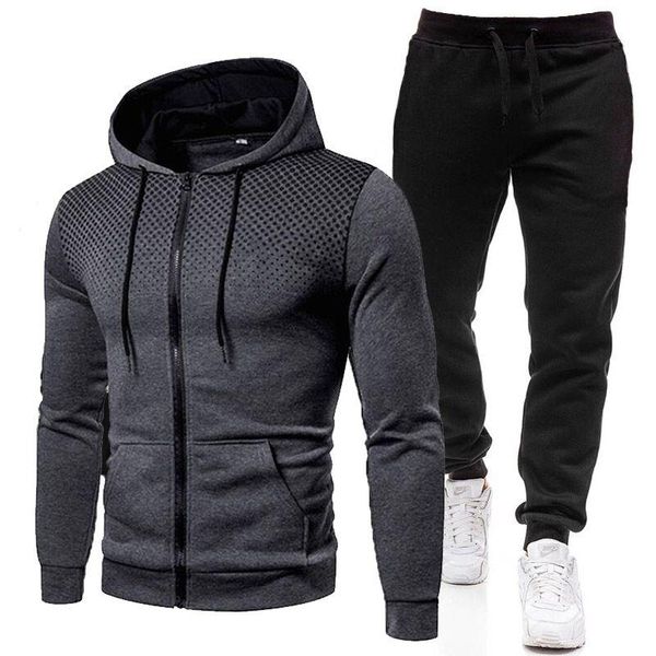 

men's tracksuits 2021 autumn and winter sets hoodies+pants harajuku sport suits casual sweatshirts tracksuit brand sportswear, Gray