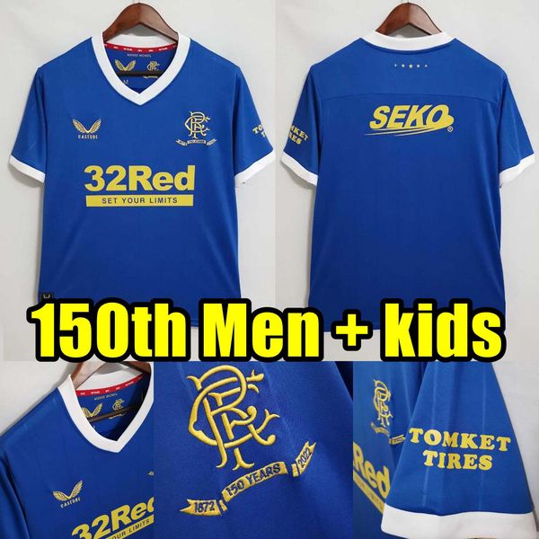 

rangers 150th anniversary soccer jerseys glasgow 21 22 defoe hagi barker morelos special 2022 football shirts men + kids kits uniform tavern, Black;yellow