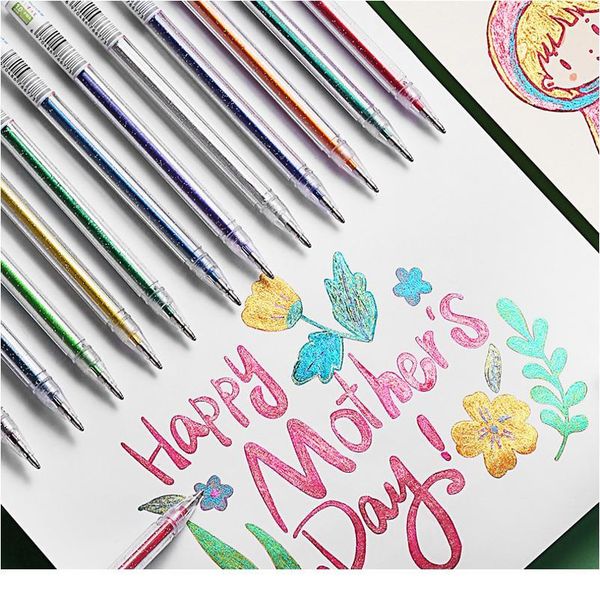 

8 colors/12 colors glitter gel pen cute colored drawing pen highlighter marker for girl kids gift diy school art st jlladu