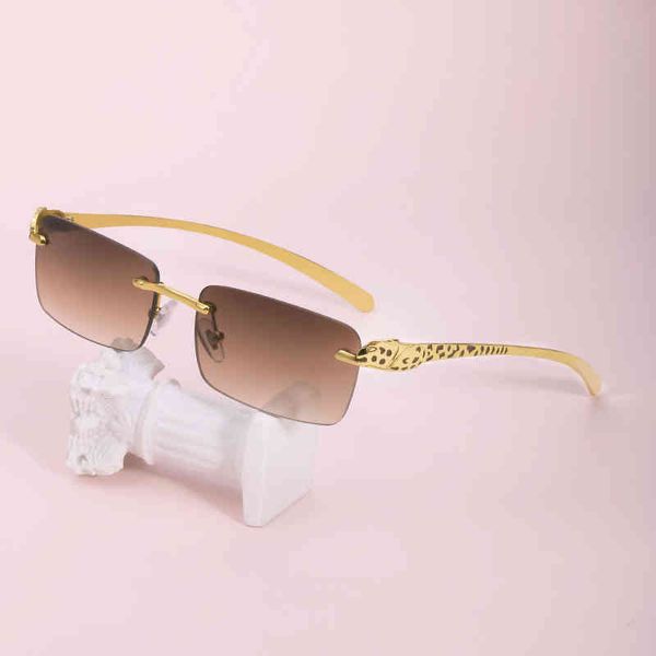 

factory direct price kajila fashion women's frameless small frame men's personality leopard head, White;black