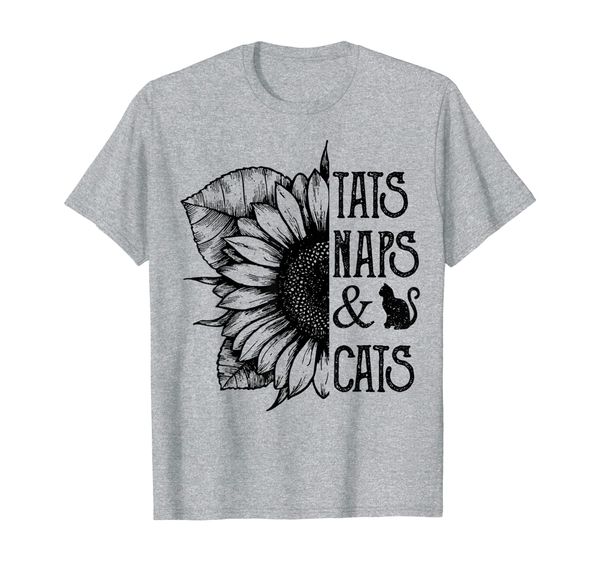 

sunflower tats naps and cats t-shirt gift for cat lovers, White;black
