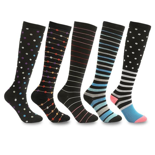 

socks & hosiery women long calf compression knee high sports stockings, Black;white