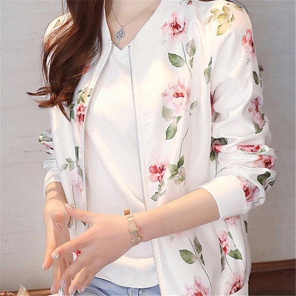 

women's jackets women spring autumn print jacket short coats and oversized baseball casual, Black;brown