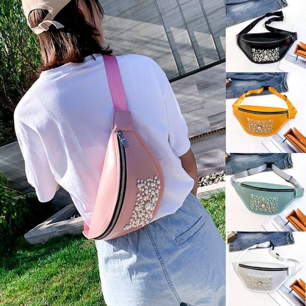 

waist bags colorful bag for men fanny packs women outdoor solid color pearl zipper messenger sports chest