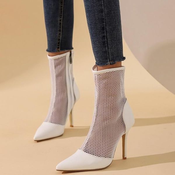 

boots designed soft light high mesh upper side zip women ankle ladies casual heel shoes customized big size 47, Black