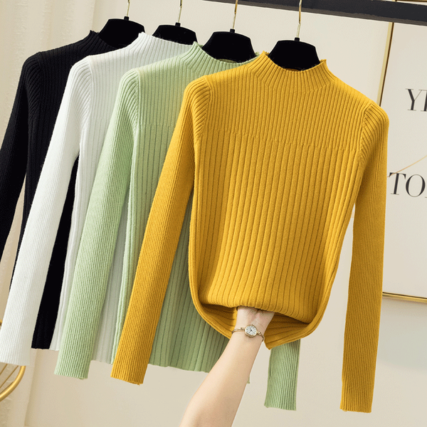 

women's sweaters 2021 fashion knitted sweater women autumn winter elasticity pullover student short long sleeve casual bottoming kw86, White;black