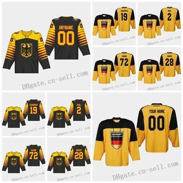 

custom 2019 iihf world championship germany jersey 28 frank mauer 72 dominik kahun benedikt schopper denis reul men women youth blank, Black;red