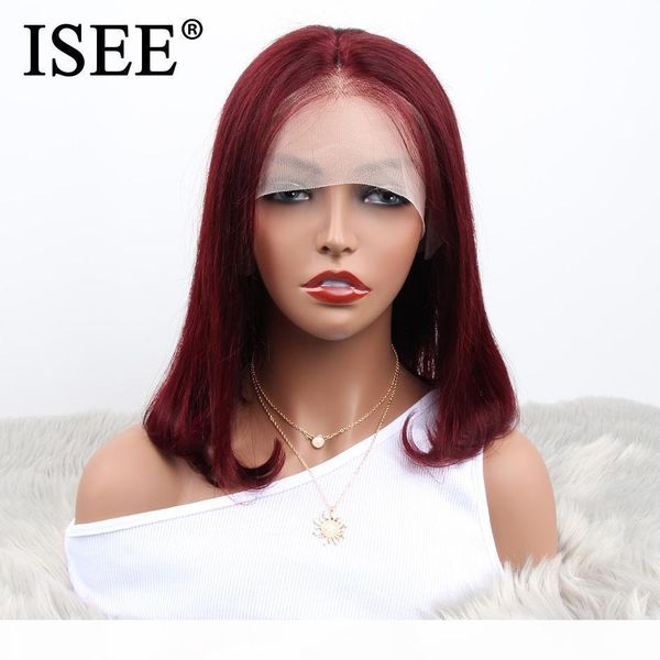 

99j straight bob wigs for women remy 150% density short lace front human hair wigs isee peruvian straight 99j lace front wig, Black