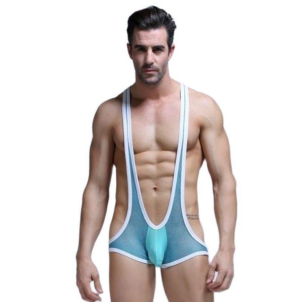 

underpants arrival men s underwear fitness jumpsuits good elastic mesh breathable for, Black;white