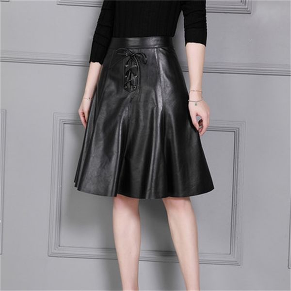 

new fashion genuine sheep hide k26 skirt 3exk, Black