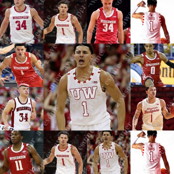 Ncaa Wisconsin Badgers Basketballtrikot Tyler Wahl Chucky Hepburn Steven Crowl 2 Davis Connor Essegian Max Klesmit Markus Ier Ross