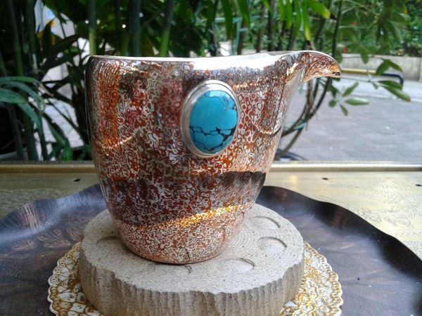 

cups & saucers turquoise wood grain gold tea sea sterling silver 150g cup