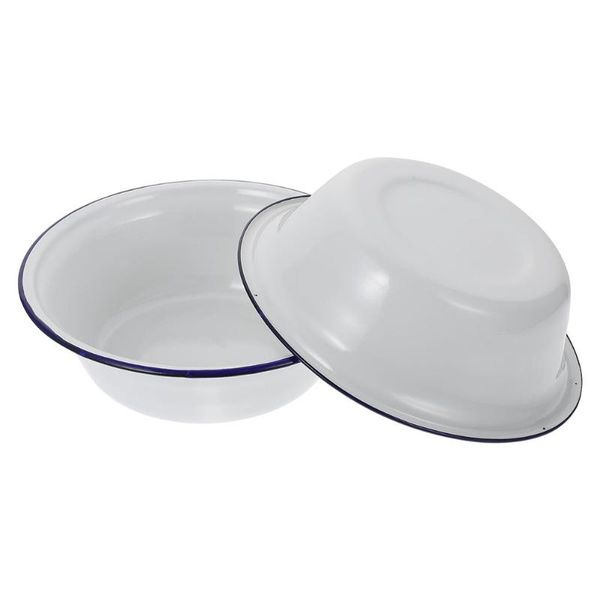

bowls 2pcs enamelware enamel washing basins soup for home (white)