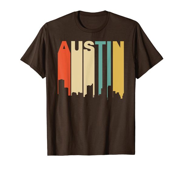 

retro 1970's style austin texas skyline t-shirt, White;black