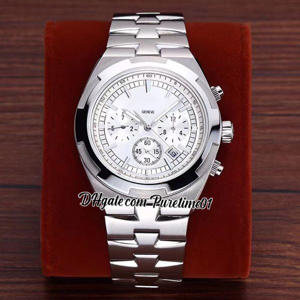 

overseas 5500v a21j automatic mens watch 42mm white dial silver stick markers date stainless steel bracelet sports watches 8 styles puretime, Slivery;brown