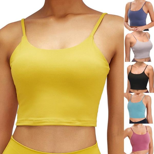 

2021 sports bra women fitness bra sleeveless solid color casual vest ladies movement short tank push up sport top, Black;white