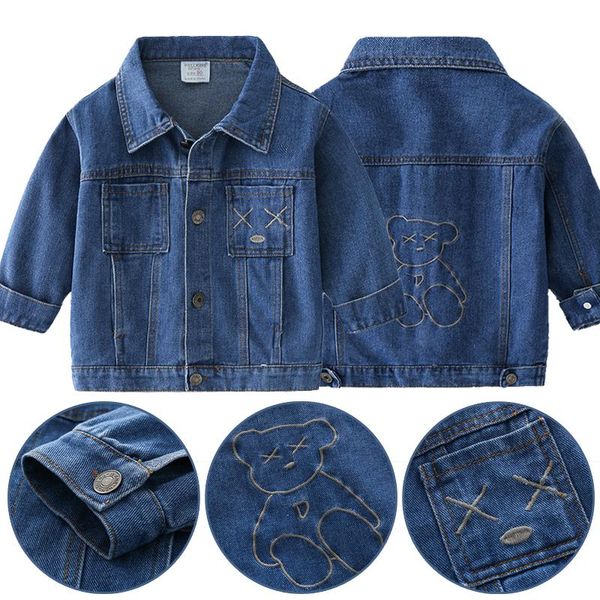 

jackets autumn baby denim jacket kids designer clothes for boy cartoon casual jean coat fashion teen girls clothing abrigos, Blue;gray