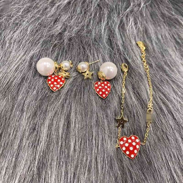 

special offer 75% off outlet online tanabata strawberry ring bracelet necklace love gutta percha red earring set valentine's day, Golden