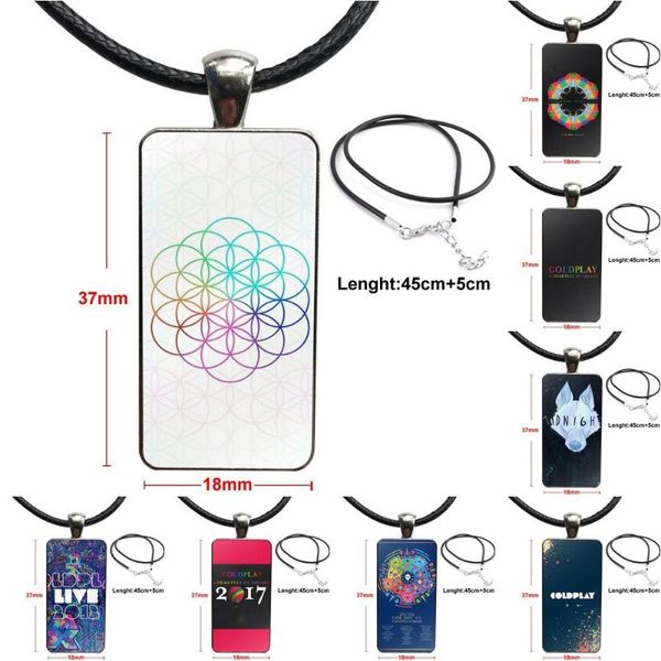 

pendant necklaces british coldplay logo necklace fashion long chain with rectangle jewelry for kids beads, Silver