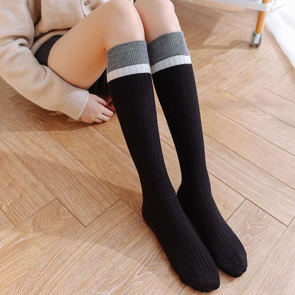 

2021autumn and winter jk leg children's high tube cotton stockings, Black;white