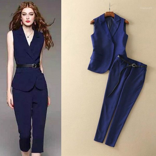 

women's suits & blazers fashion business office blazer women work suit set blue jacket vest trousers pantsuit for autumn winter 2021, White;black