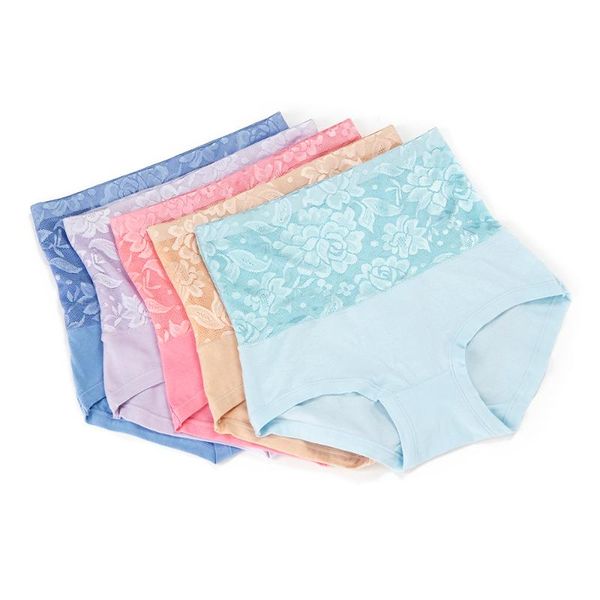 

5pcs/set lingerie woman panties lace ladies underwear women briefs body shaping high waist cotton briefs underwear knickers, Black;pink