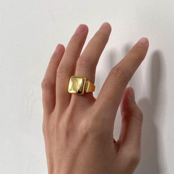 

cluster rings brass with 18k geo solid band stackable women jewelry punk runway gothic boho ins hiphop party wedding, Golden;silver