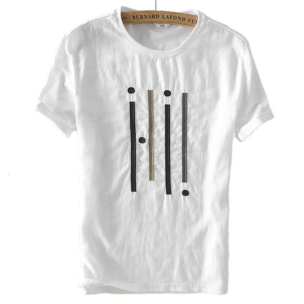 

2021 new novo design branco linho e algodo marca shirt vero t-shirt da forma dos confortveis camisas de t para homens u77b, White