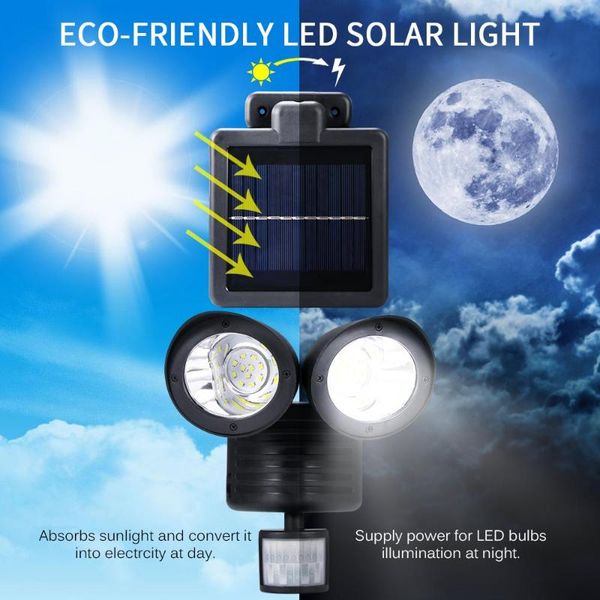 

22 led pir detector solar security lamp solar spot light motion sensor floodlight for garden yard outdoor lighting