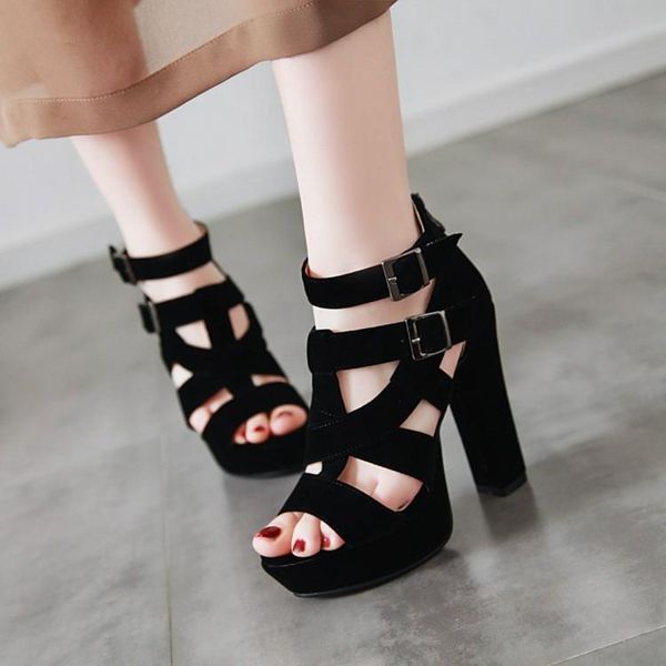 

dress shoes 2021 sandals velvet espadrilles platform suit female beige large size open toe block heels suede high black big summer