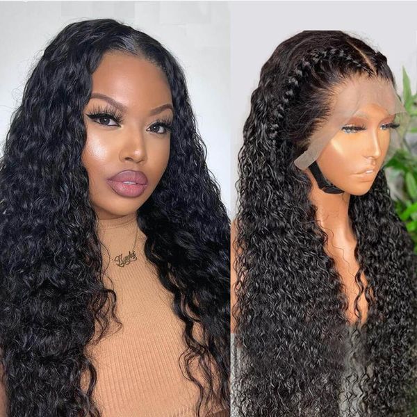 

lace wigs amanda 5x5 closure wig brazilian water wave human hair 150 density pre plucked, Black;brown