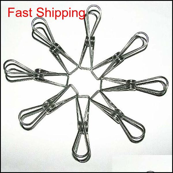 

100pcs/lot excellent quality new arrival stainless steel spring clothes socks hanging pegs clips clamps silver laundry fx0s4 qha6m