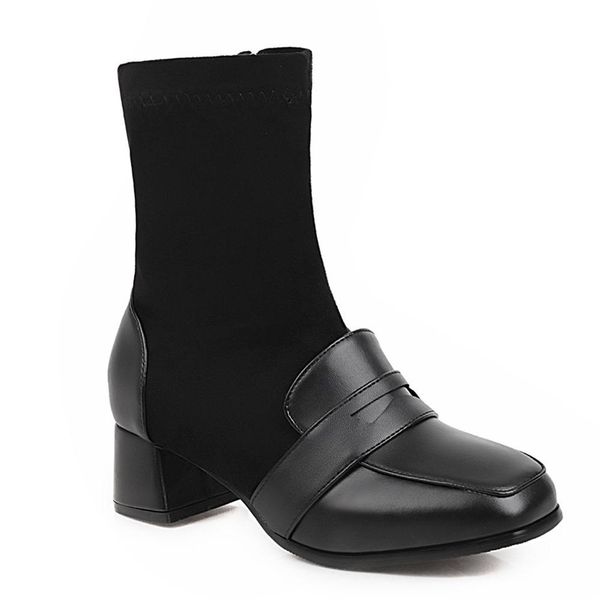 

2021 new toe square foot leather boots of the wild winter shoes sgye, Black