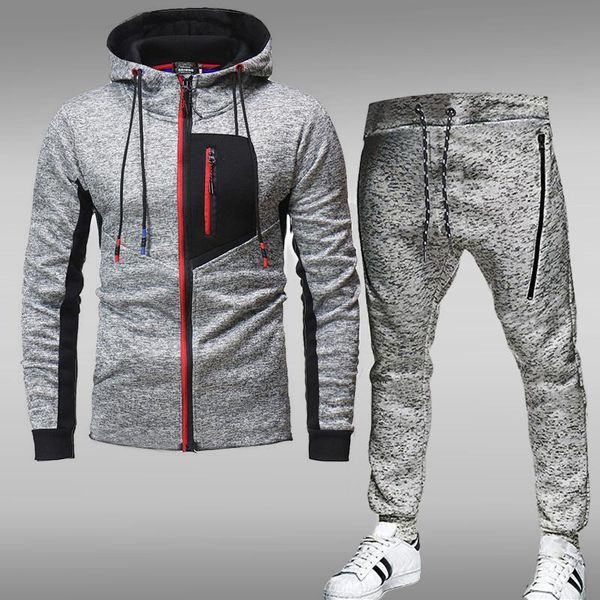 

tracksuits men sets sweatshirt men's tracksuits fashion brand tracksuit set men sets hoodies casual hood 2 piece set sweatpants, Gray