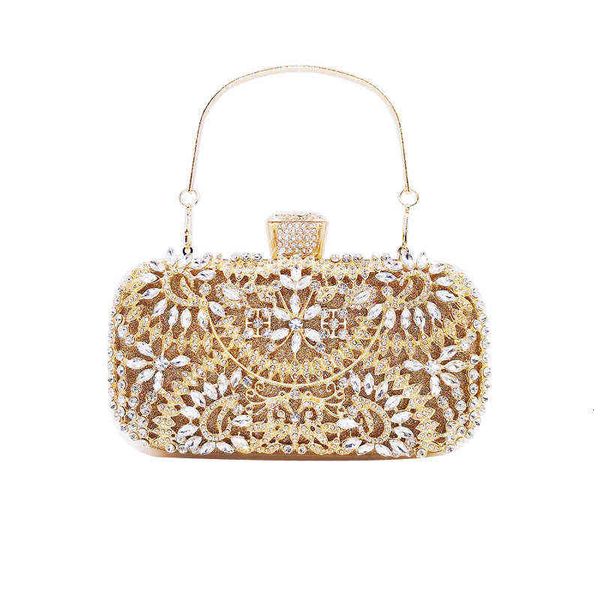 

jinshang 2021 high grade hardware flower inlaid diamond dinner bag handbag banquet metal luxury bag