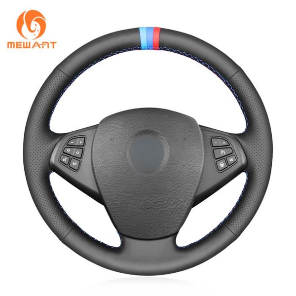 

steering wheel covers black genuine leather car for x3 e83 2005 2006 2007 2008 2009-2010
