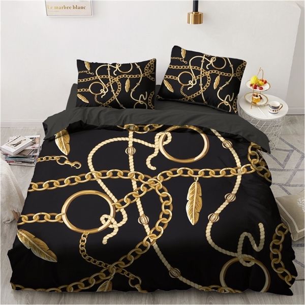 3D-Bettwäsche-Sets, geometrischer Barock, Bettbezug-Set, Tröster, Bettwäsche, Kissenbezug, King-Size-Bett, 265 x 230 cm, Home Texitle C0223